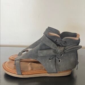 Gray Leather Women's Sandals